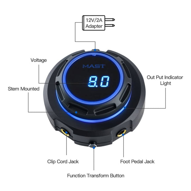 Dragonhawk Mast Halo Tattoo Power Supply Dual Mode Start-Up for Tattoo Machines